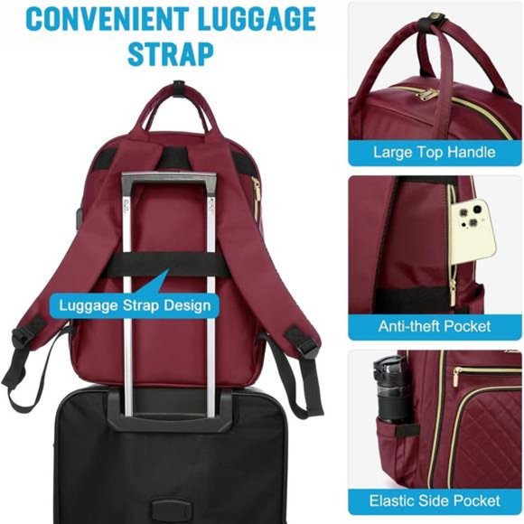 Laptop Backpack for Women, Water Resistant with USB Charging Port main image 4